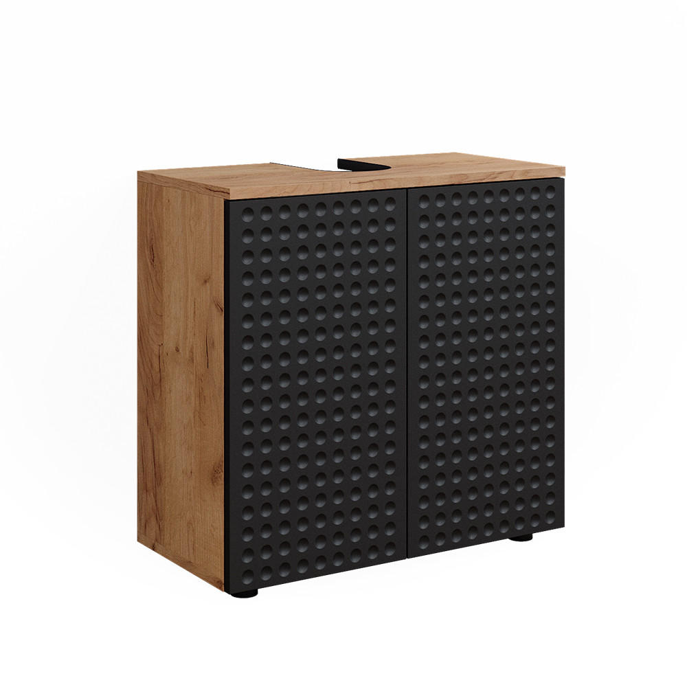 WASCHBECKENUNTERSCHRANK Irma Anthrazit gepunktet 60 x 59 cm - Anthrazit/Eiche Wotan, Holzwerkstoff (60/59/30cm) - Vicco