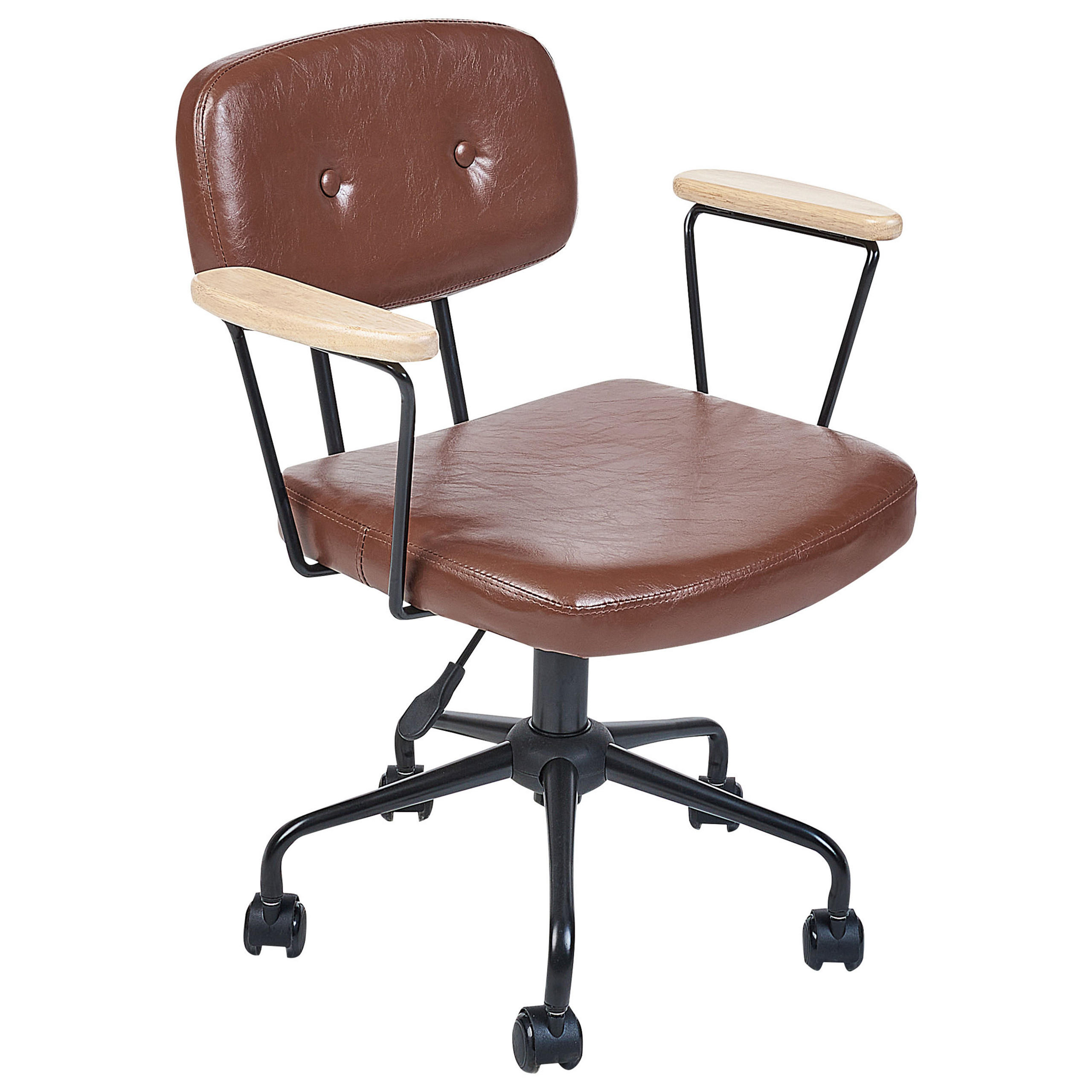 BÜROSTUHL Kunstleder Braun Algerita - Braun, Textil/Metall (62/77/62cm) - Beliani