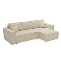 ECKSOFA Prato Beige Rechts - Beige/Schwarz, Holz/Kunststoff (280/170cm) - Graingold