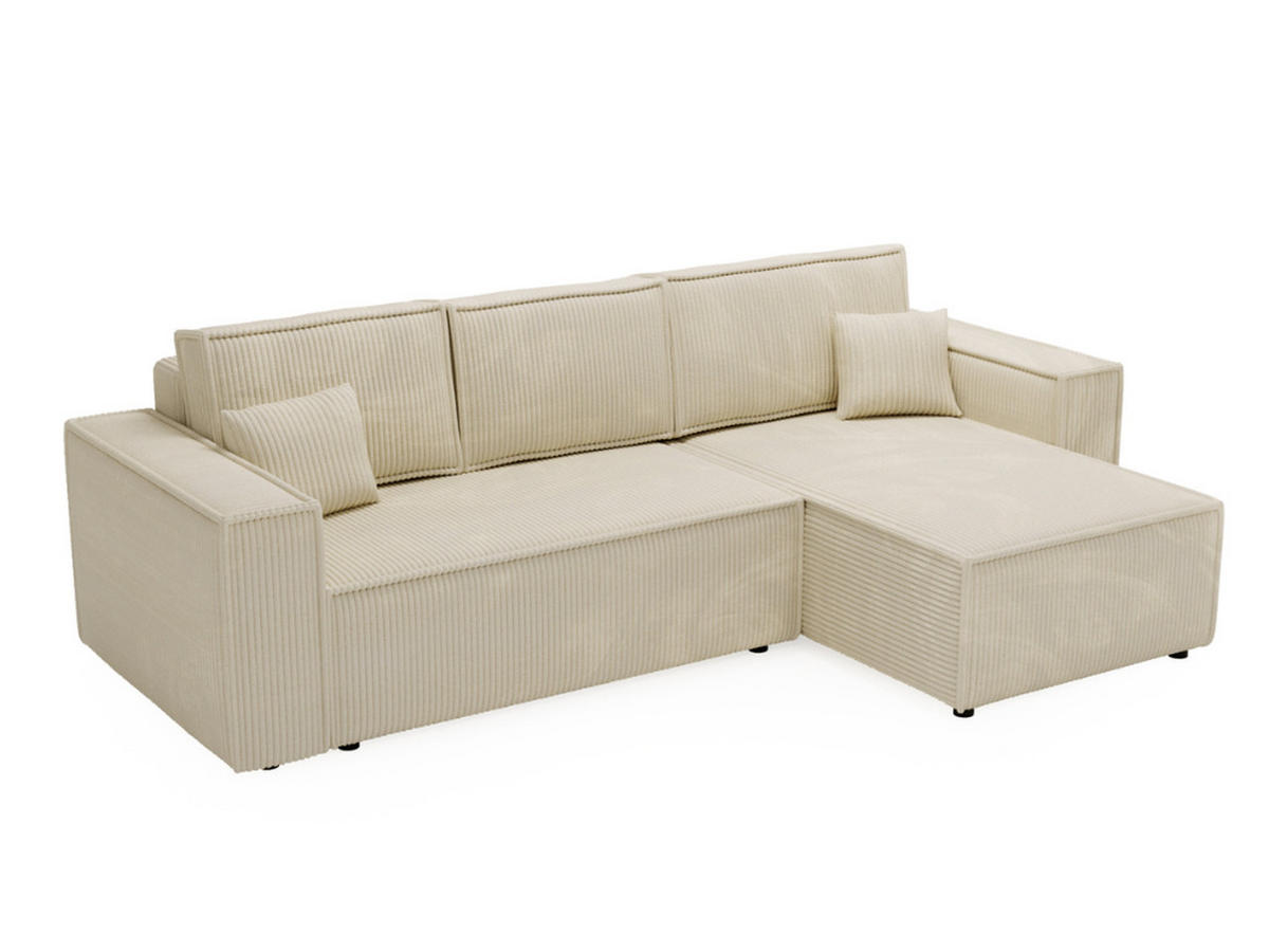 ECKSOFA Prato Beige Rechts - Beige/Schwarz, Holz/Kunststoff (280/170cm) - Graingold
