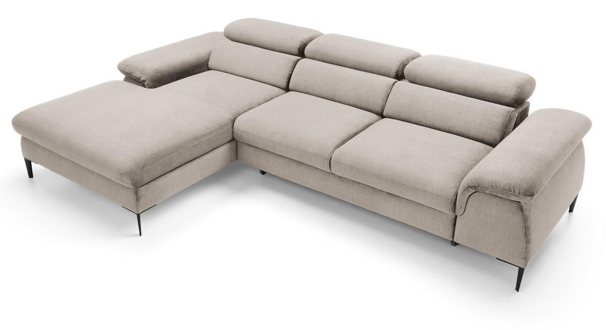 ECKSOFA L-Form 290 cm Amaro M mit Schlaffunktion, Links, Beige - Beige, Holz (288/182cm) - Emporius