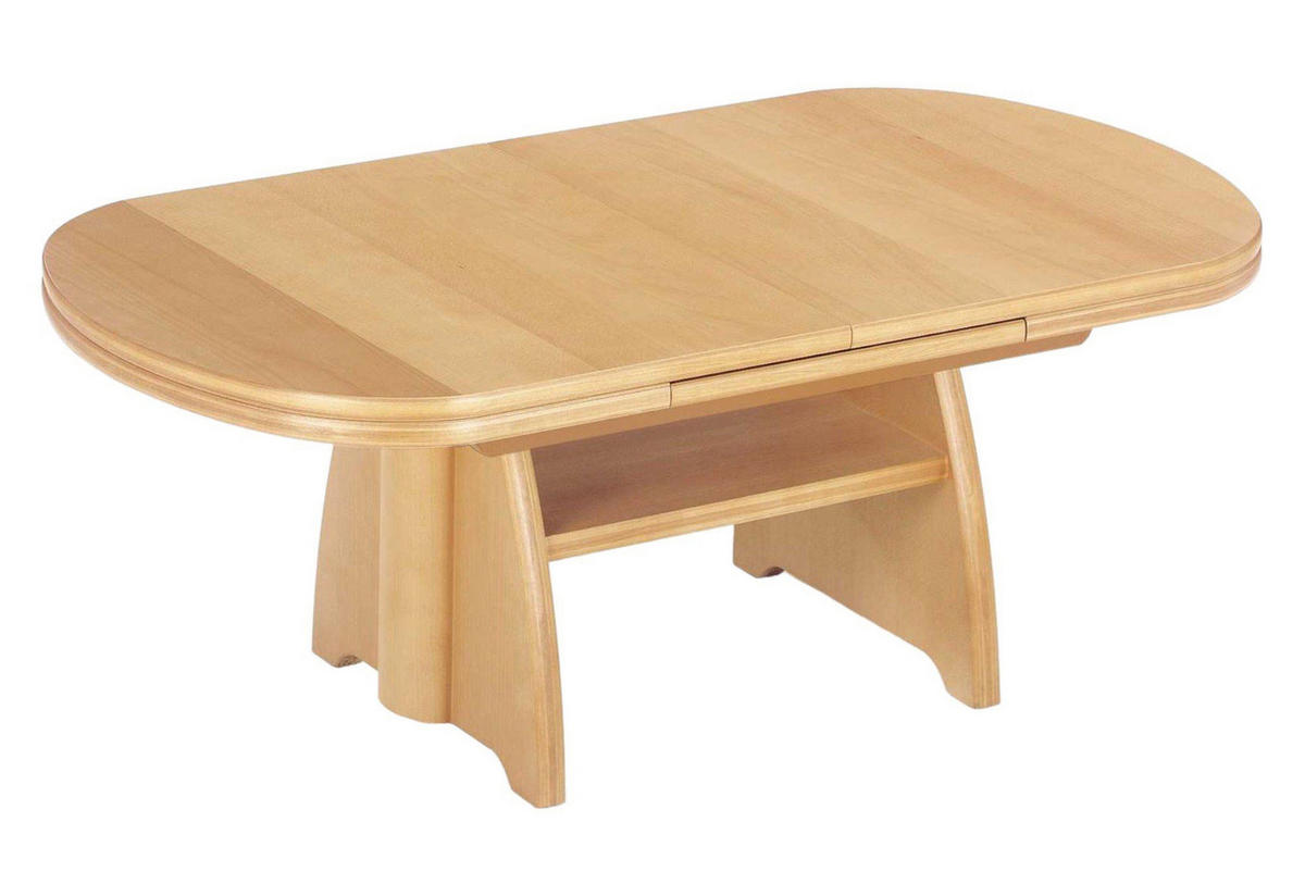 FUNKTIONSTISCH Calogera höhenverstellbar und ausziehbar 90(130,5) x 65 x 56-75 Couchtisch massiv Buche - Buchefarben, Holz (90/65/56cm) - 58aufmkessel