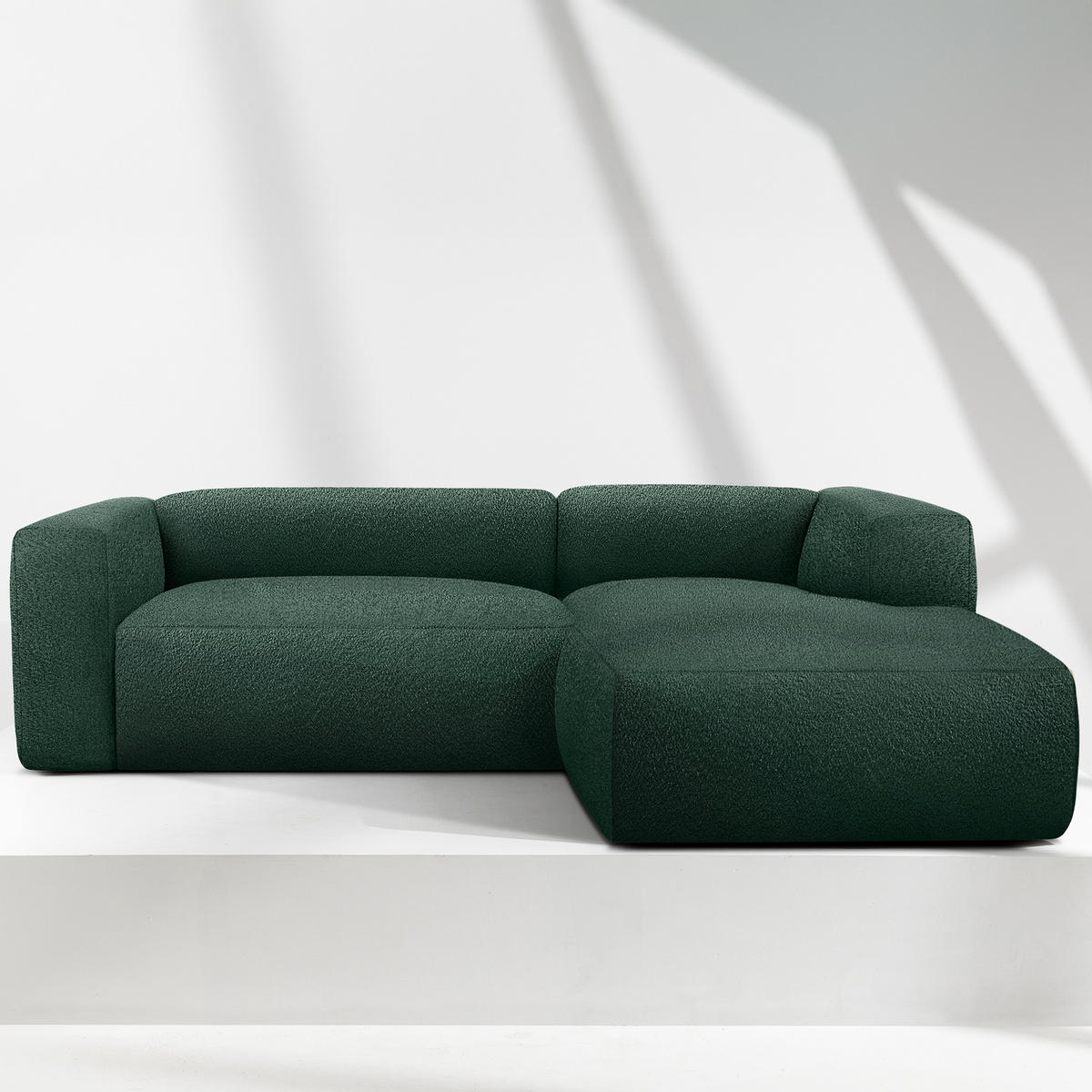 ECKSOFA RECHTS BUFFO, Dunkelgrün - Dunkelgrün, Holz/Holzwerkstoff (225/176cm) - KONSIMO®