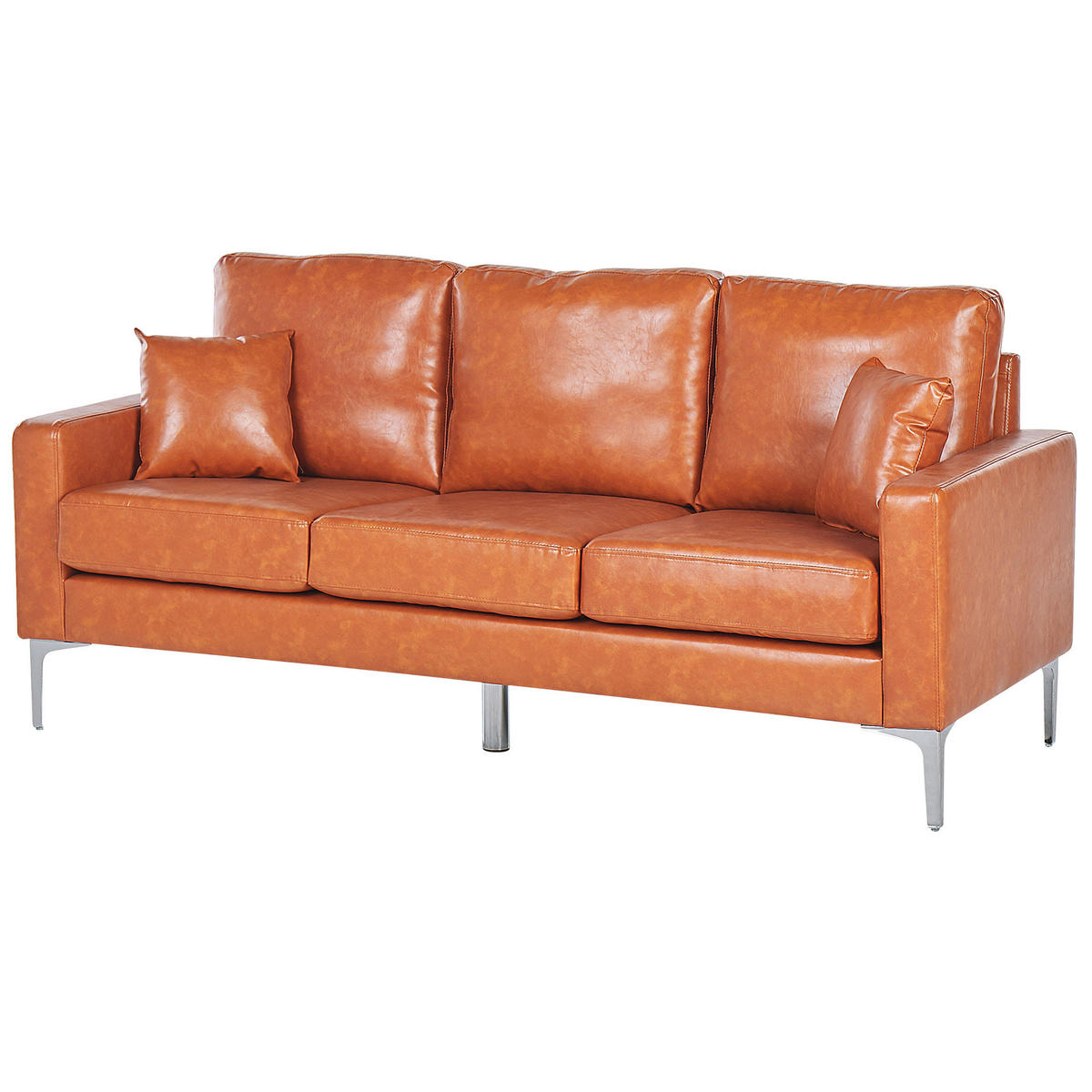 3-SITZER-SOFA Kunstleder Braun Gavle - Goldfarben, Textil (183/83/78cm) - Beliani