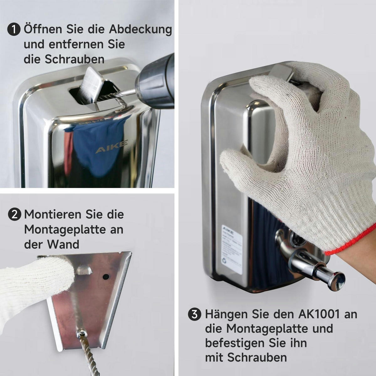 SEIFENSPENDER Wandmontage Edelstahl 1000ml poliert - Silberfarben, Metall (12.4/20.9/6.8cm)