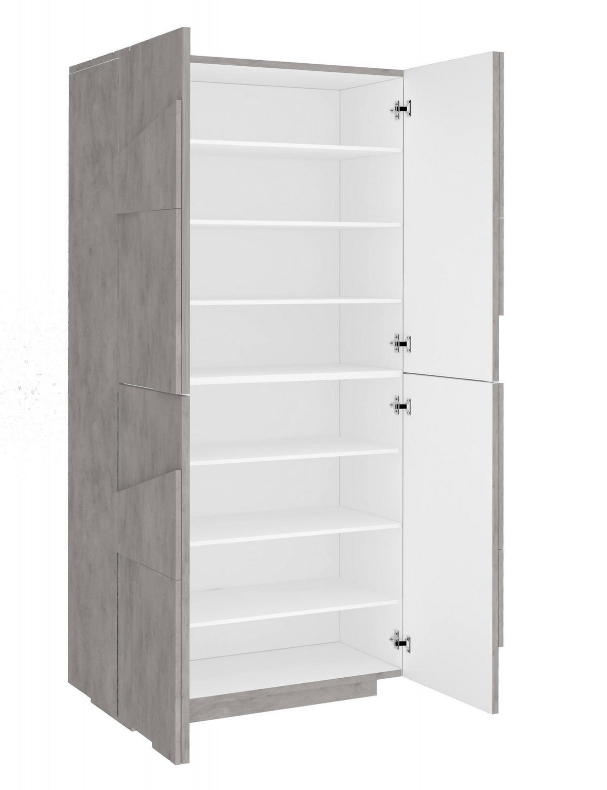 SCHUHSCHRANK Zement 38/81/167 cm - Grau, Holzwerkstoff (81/167/38cm) - DMORA