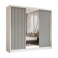 SCHWEBETÜRENSCHRANK LAMELLO 240/216/61 cm 3-türig mit Spiegel Weiß - Weiß, Holzwerkstoff (240/216/61cm) - MASSENO