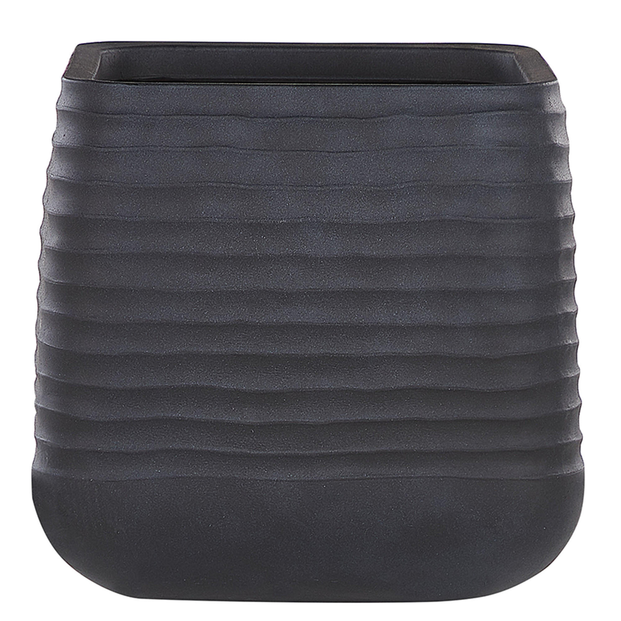 BLUMENTOPF schwarz quadratisch 50/50/49 cm Parikia - Schwarz, Naturmaterialen (49cm) - Beliani