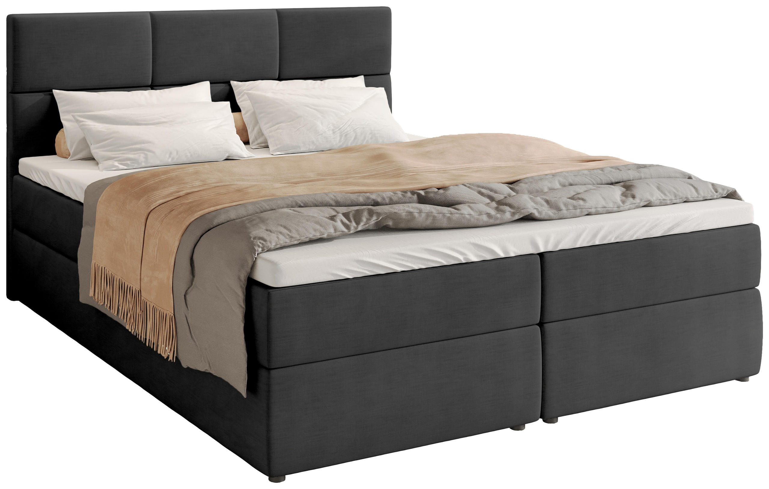 BOXBETT Boston mit Topper 180/200 Anthrazit - Anthrazit, Holzwerkstoff/Textil (180/200cm) - Bromarkt
