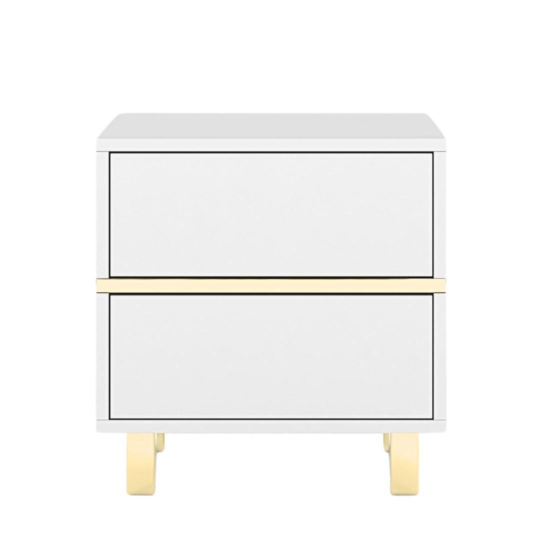 NACHTTISCH Magica, Weiß, Gold, Hochglanz - Goldfarben/Weiß, Holzwerkstoff (80.1/63/33cm) - Dancan