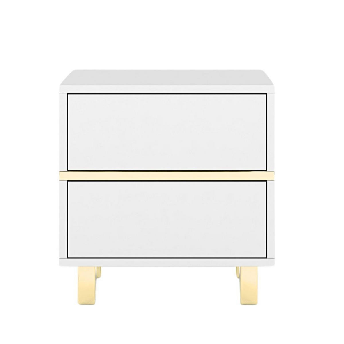 NACHTTISCH Magica, Weiß, Gold, Hochglanz - Goldfarben/Weiß, Holzwerkstoff (80.1/63/33cm) - Dancan