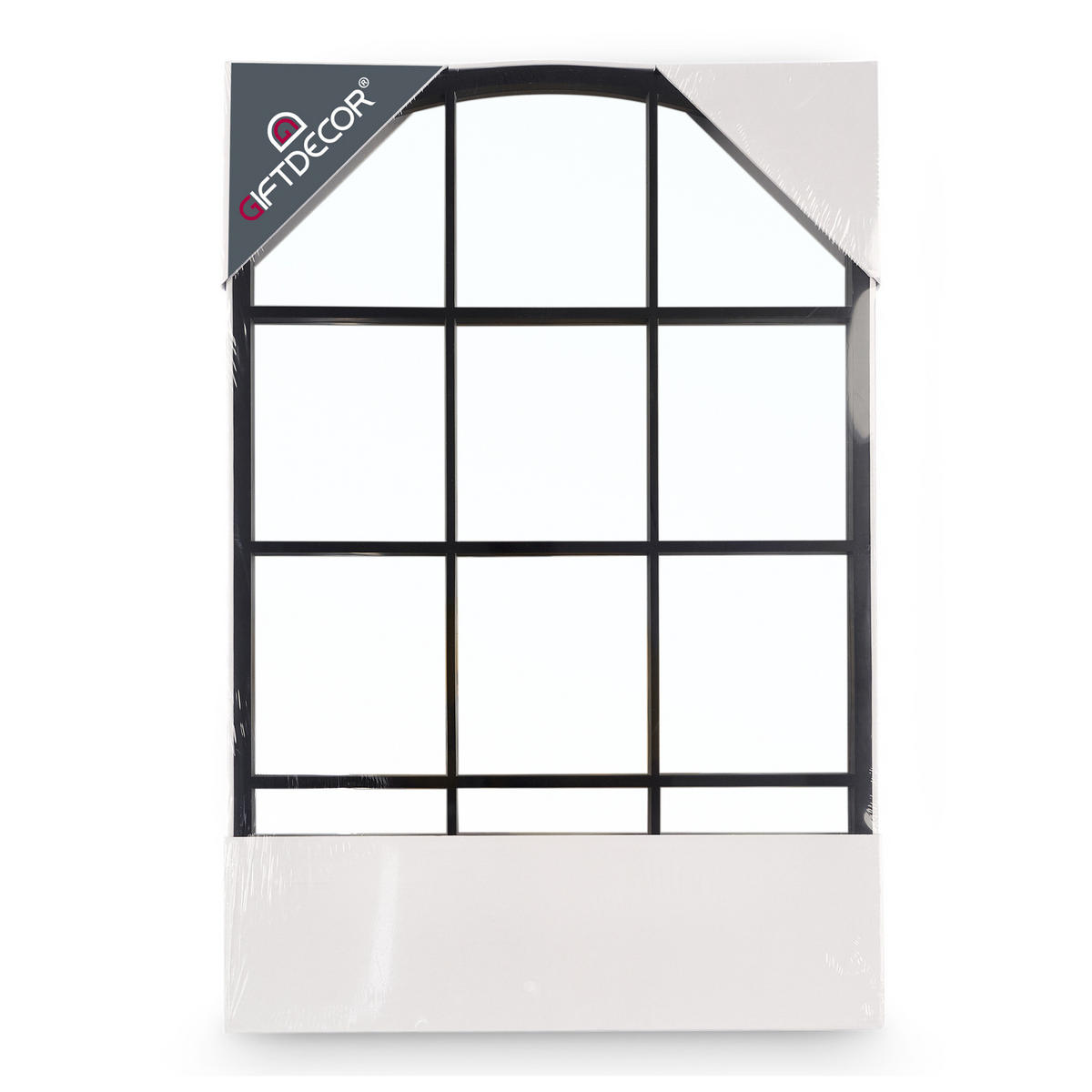 FENSTERSPIEGEL Bogenrahmen 76/52 cm - Schwarz, Glas (52/76/3cm) - Giftdecor