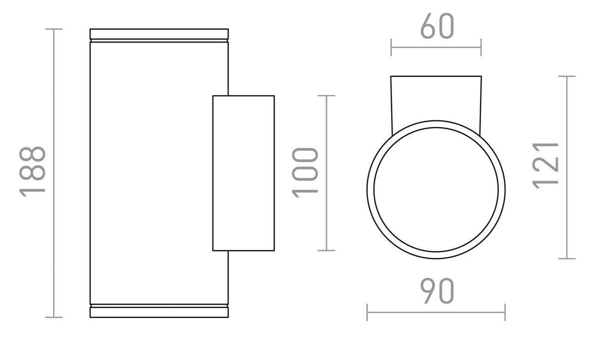 AUSSENLEUCHTE LIZZI II Anthrazitgrau 16 W IP54 - Grau, Metall (15/15/30cm) - Rendl