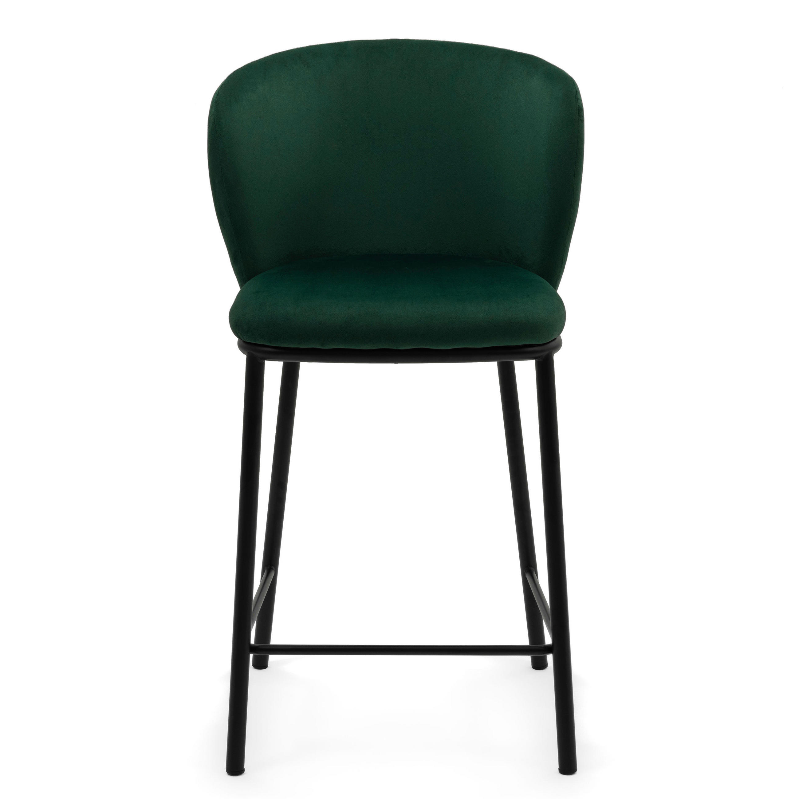 BARHOCKER BARI gepolsterter mit Steppung - grün - Samt Velour - Schwarz/Grün, Textil/Metall (55/94/57cm) - NEW HOME