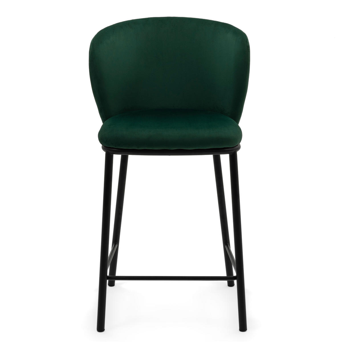 BARHOCKER BARI gepolsterter mit Steppung - grün - Samt Velour - Schwarz/Grün, Textil/Metall (55/94/57cm) - NEW HOME