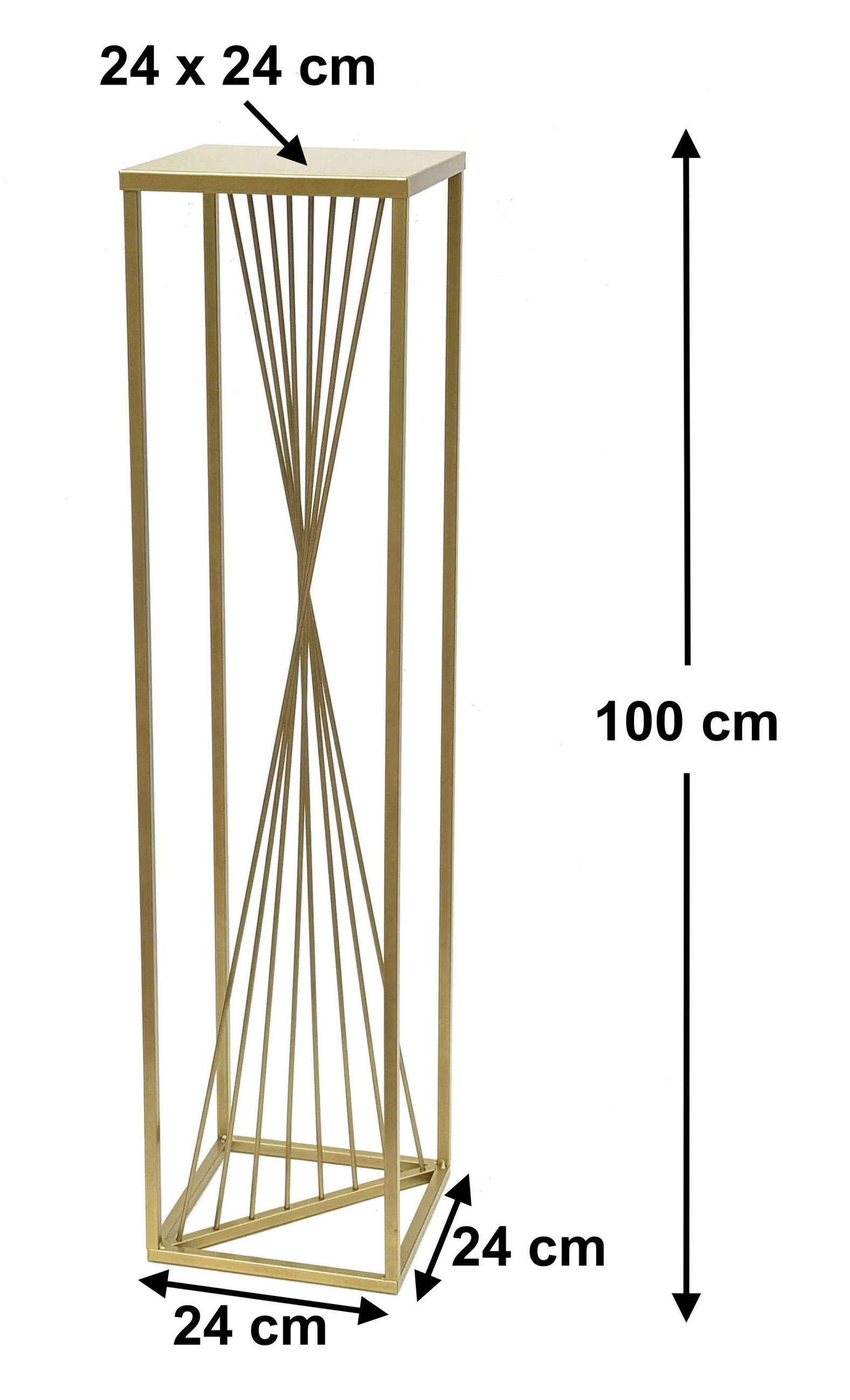 BLUMENHOCKER Metall Gold Eckig 100 cm - Goldfarben, Metall (24/100/24cm) - DanDiBo