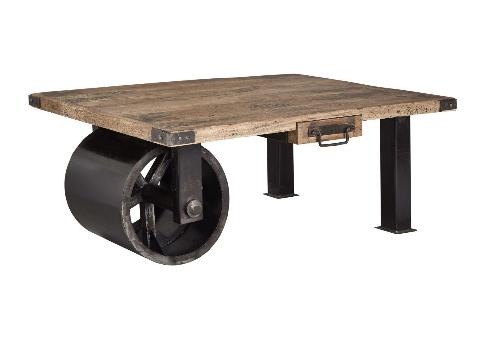 COUCHTISCH Mango 110x80x43 natur lackiert RAILWAY #105 - Naturfarben, Holz (110/80/43cm) - Massivmoebel24