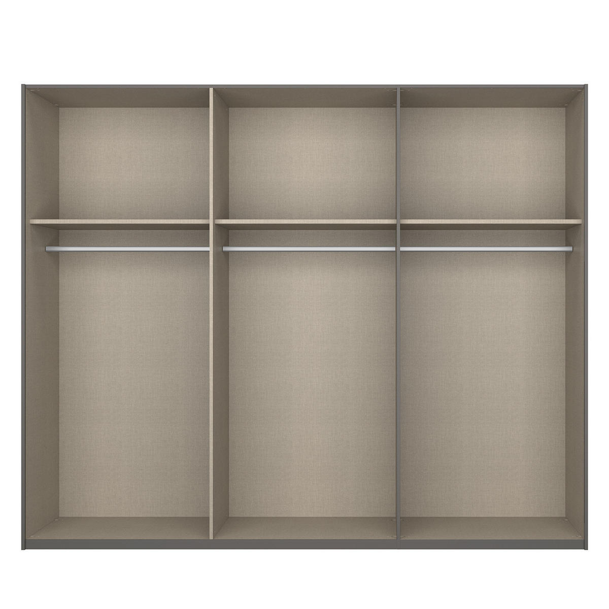 SCHWEBETÜRENSCHRANK - Weiß Hochglanz/Grau, Holzwerkstoff (270/236/68cm) - home24
