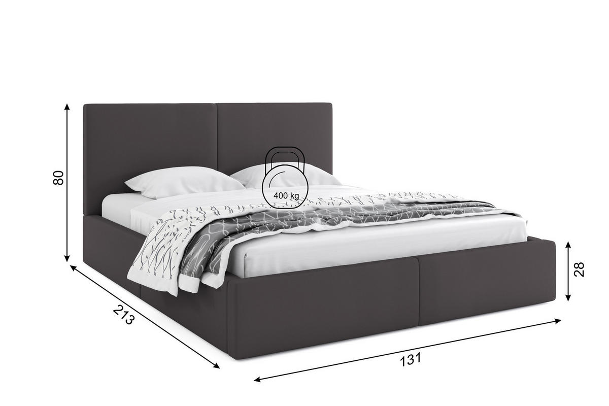 POLSTERBETT Hilton 120x200cm Anthrazit mit Stauraum - Anthrazit, Textil/Metall (120/200cm) - Interbeds