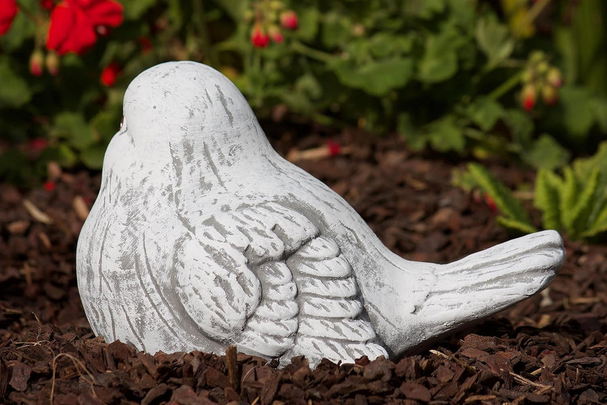 STEINFIGUR Vogel Berta frostfest Steinguss wetterfest - Grau, Stein (14/15/21cm) - stoneandstyle