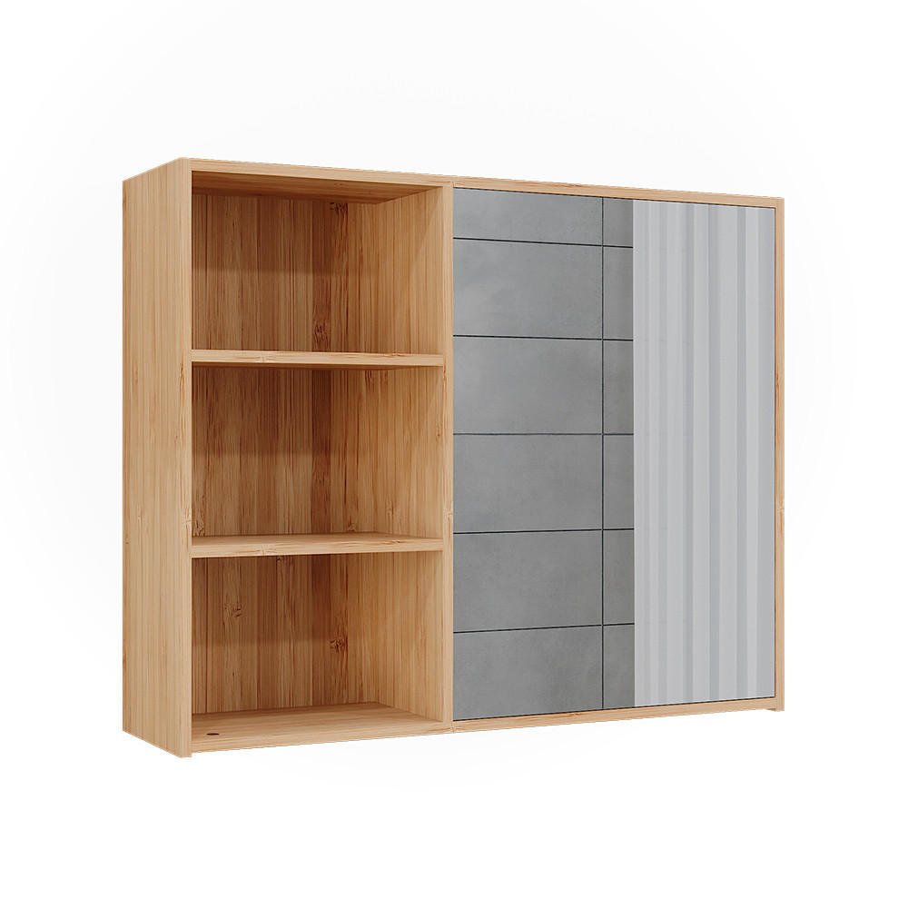 BADSPIEGELSCHRANK Lucie Bambus 74 x 60 cm mit 3 offenen Fächern - Grün, Holzwerkstoff (74/60/20cm) - Vicco