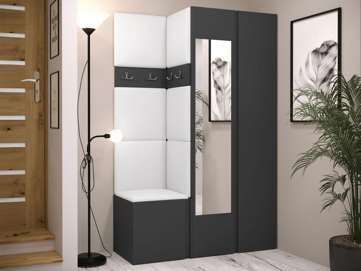 GARDEROBEN-SET Orion XXVI - Graphitfarben/Weiß, Holzwerkstoff/Kunststoff (116/186/46cm) - MIRJAN24