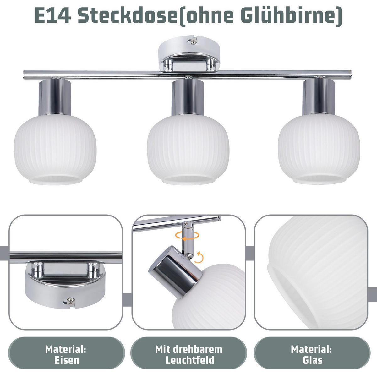 DECKENSTRAHLER Irlyra 10/16.5/42.5 cm - Weiß, Metall (42.5/10/16.5cm) - ZMH