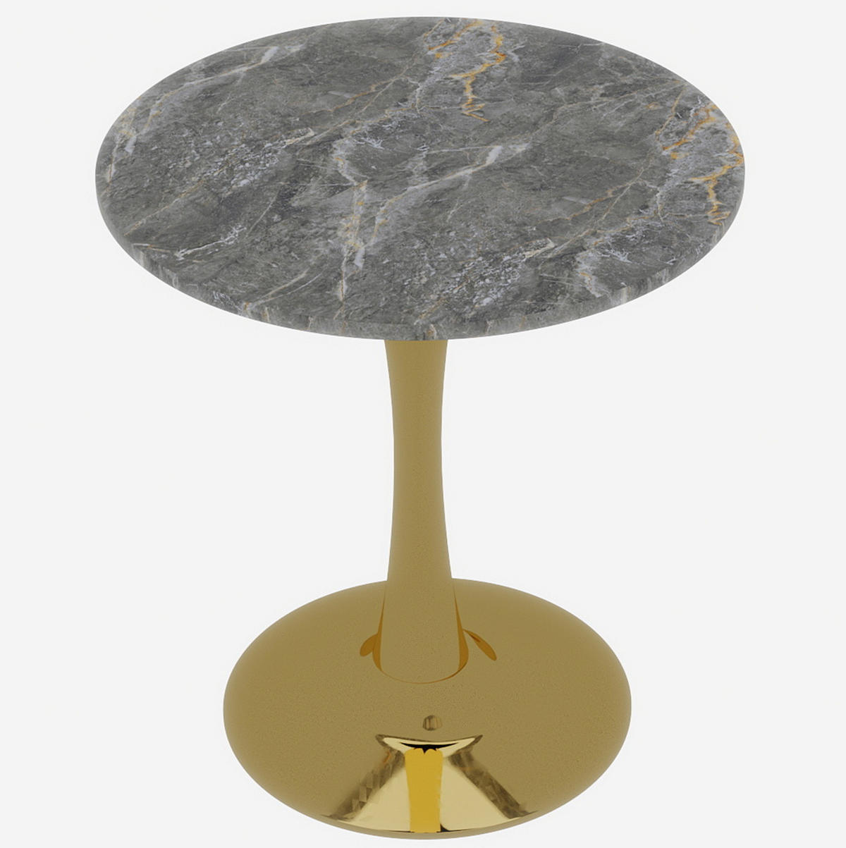 COUCHTISCH 70,1 cm in Gold aus Kunstmarmor–rund und vielseitig - Goldfarben, Stein (70/70/72cm) - Flora Grace