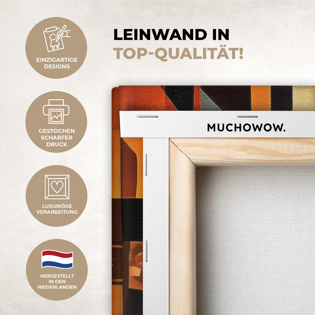 LEINWANDBILD Figuren - Abstrakt - Symbole 60x80 cm - Terracotta, Textil (60/80cm) - MuchoWow