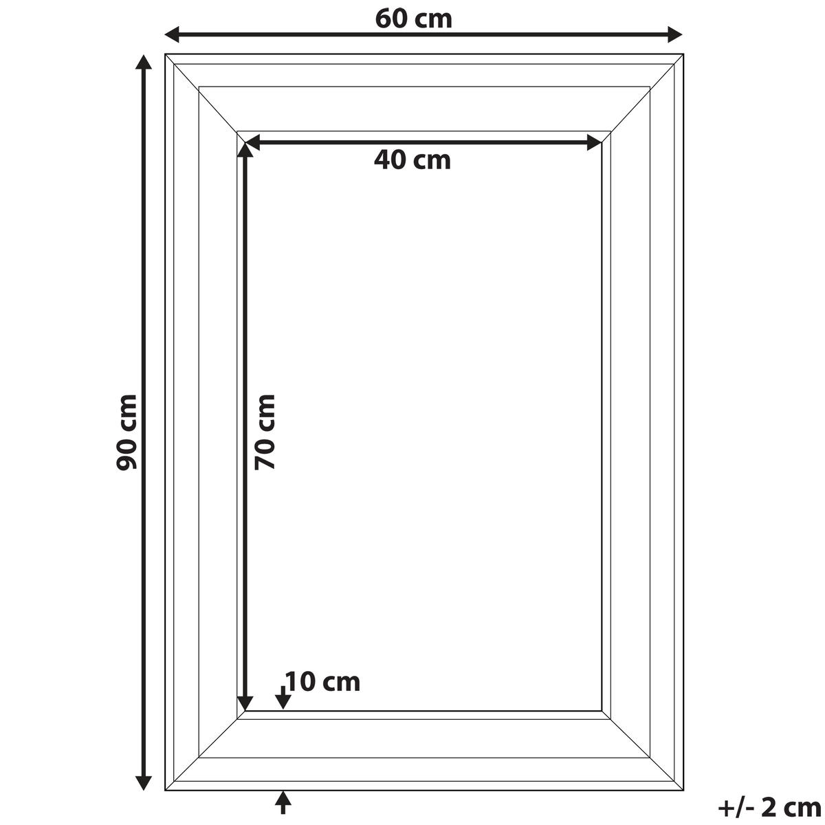 WANDSPIEGEL schwarz rechteckig 60/90 cm Lunel - Schwarz, Kunststoff (60/90/3cm) - Beliani