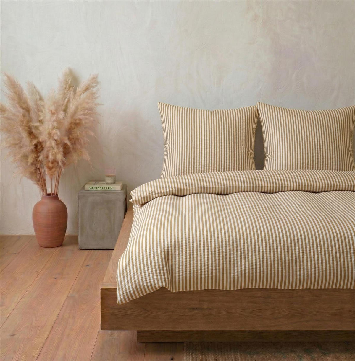 SEERSUCKER-BETTWÄSCHE 135x200 gestreift Sommer Bettbezug Bügelfrei aus 100% Baumwolle, Bettbezüge Streifen Muster Creme - Creme, Textil (135/200cm) - Carpe Sonno