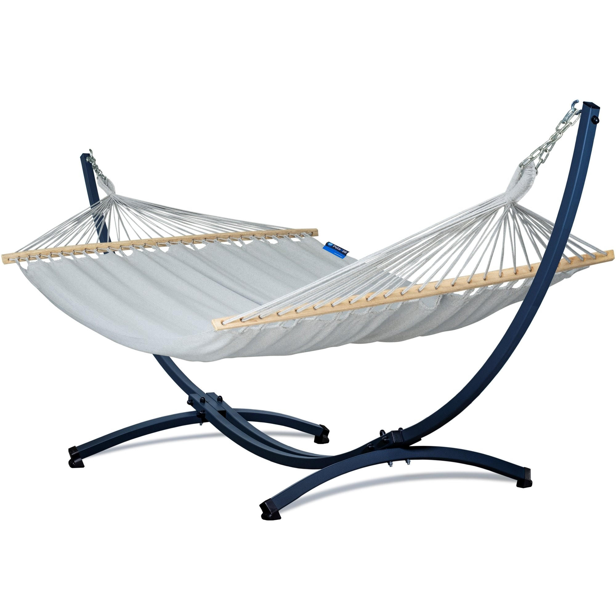 HÄNGEMATTE mit Gestell, 2 Personen, Stabhängematte, XXL, 200 kg, Metall, Grau, einfache Montage - Grau, Metall (370/130/120cm) - Potenza