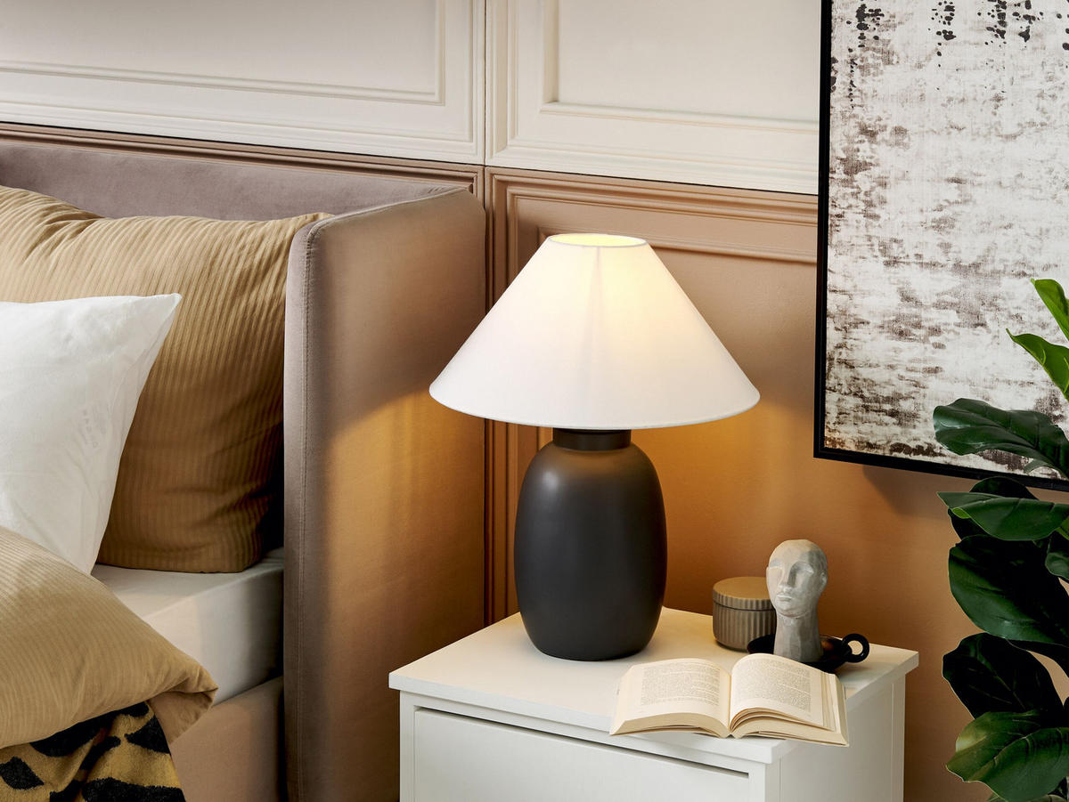 TISCHLAMPE Patillas 40/40/52 cm - Schwarz, Keramik (40/40/52cm) - Beliani