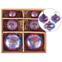 WEIHNACHTSBAUMKUGELN 9/11/16 cm Rosa Astrale - Blau/Rosa, Glas (15/9/15cm) - Beliani