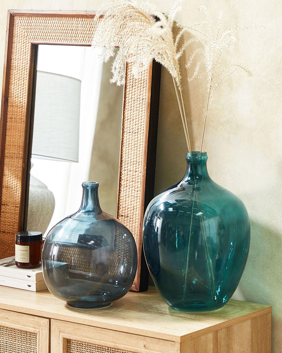 DEKOVASE Glas blau Roti - Türkis, Glas (39cm) - Beliani