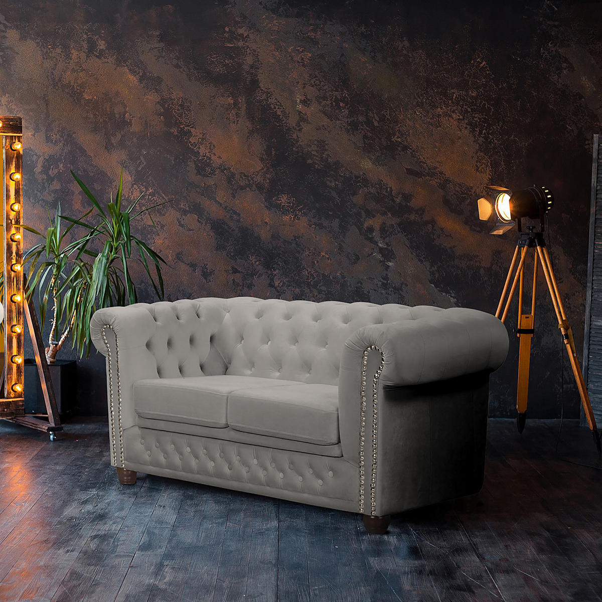 2-SITZER SOFA - Taupe/Buchefarben, Buchenholz/Textil (148/72/86cm) - home24