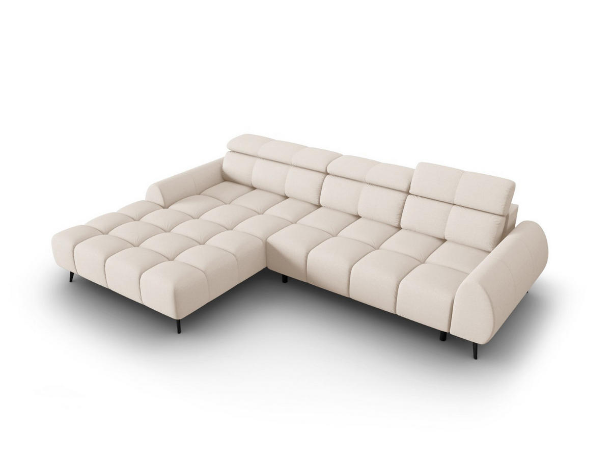 ELEKTRISCHES-ECKSOFA links Alyse aus strukturiertem Stoff leichtes beige 5 Sitzplätze - Beige, Textil (188/295cm) - Micadoni