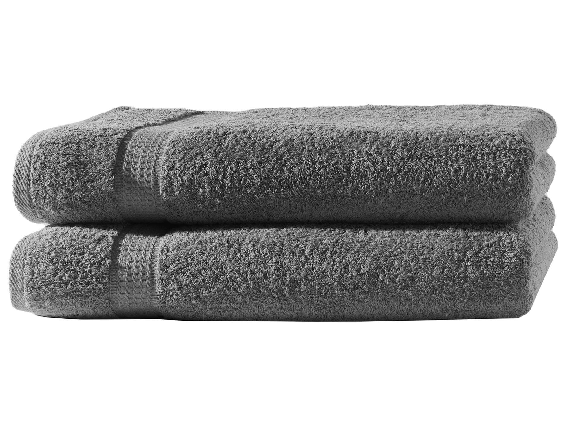 BADETUCH 100x150 cm Frottier Handtücher im 2er Set aus 100% Baumwolle, Anthrazit 500g/m2 - Anthrazit, Textil (100/150cm) - Carpe Sonno