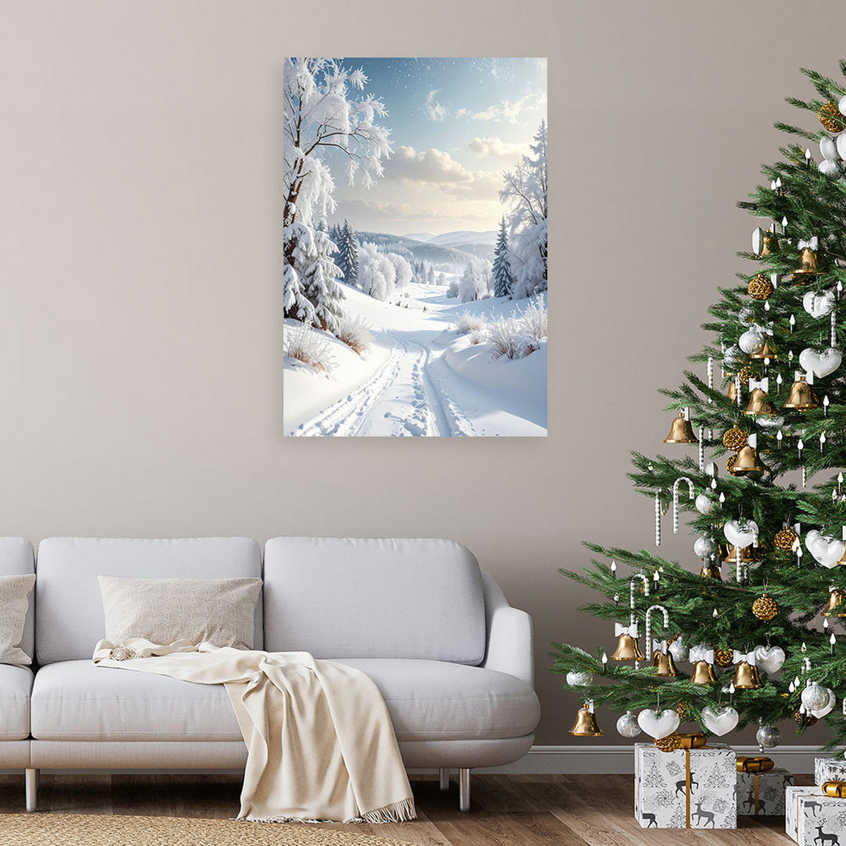 LEINWANDBILD Weihnachten 80x120cm - Weiß, Textil (80/120cm) - Feeby