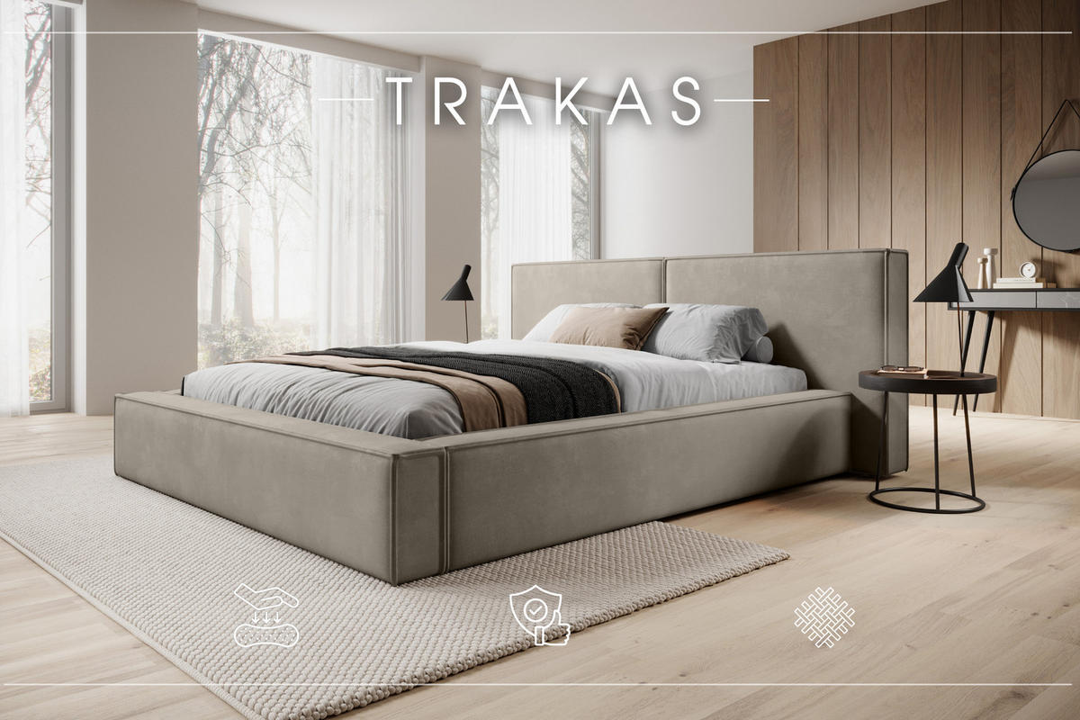 POLSTERBETT mit Bettkasten Trakas 180x200 cm, Hellbeige - Beige, Textil (180/200cm) - Meblito