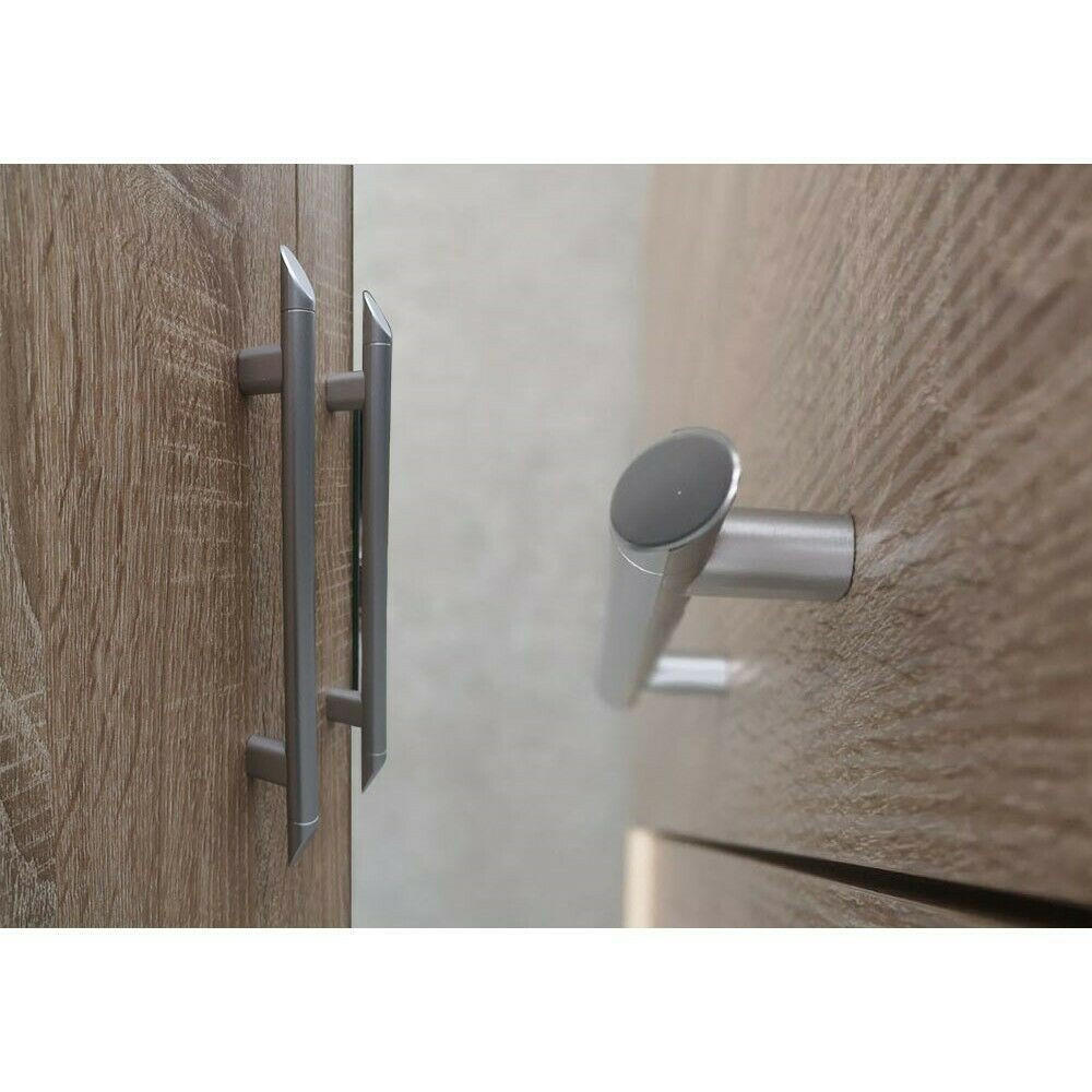 DREHTÜRENSCHRANK 200/207/57/61 cm Szantal 4D Weiß/Weiß - Alufarben/Weiß, Glas/Holzwerkstoff (200/210/64cm) - imoebel24