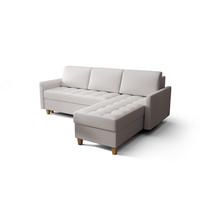 ECKSOFA KONGO RBN08, Eckcouch in L-Form mit Schlaffunktion, Farbe: Wiess, Kunstleder, Ottomane Rechts - Weiß, Textil (240/180cm) - O-Sofa