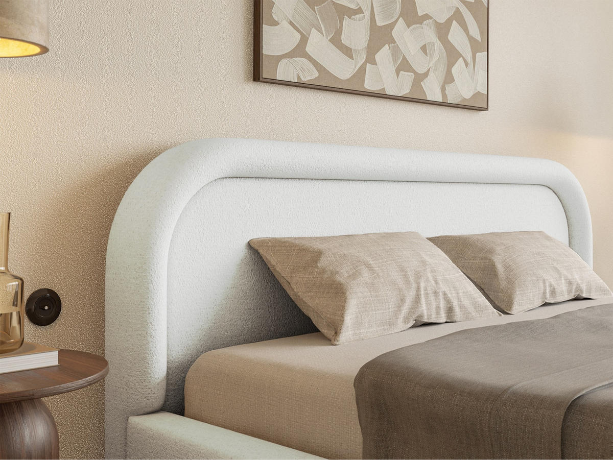 POLSTERBETT Ruvi Creme 160x200 cm - Creme/Schwarz, Holz/Textil (160/200cm) - Selsey