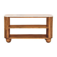 LAVICA s povrchovou úpravou Golden Teak, 2 otvorené police, mramorová doska, hnedá - hnedá, drevo/prírodné materiály (90/50/34cm) - Artisan Furniture