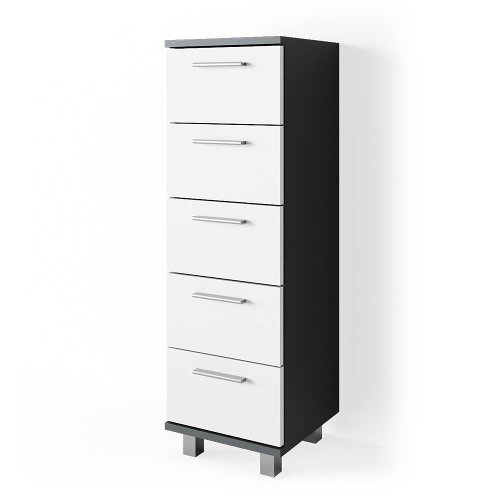 BADSCHRANK Ilias Anthrazit 30 x 95 cm - Anthrazit/Weiß, Holzwerkstoff (30/95/30cm) - Vicco