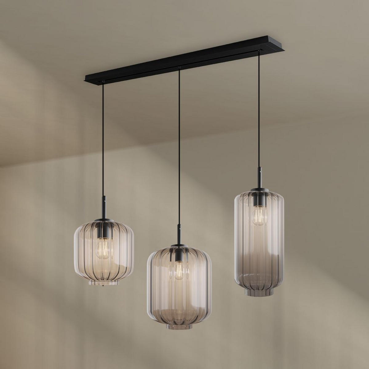 HÄNGELEUCHTE Velo 3-flammig Klar Ø 18/20/25cm - Klar/Schwarz, Glas (25/25/27cm) - s.luce