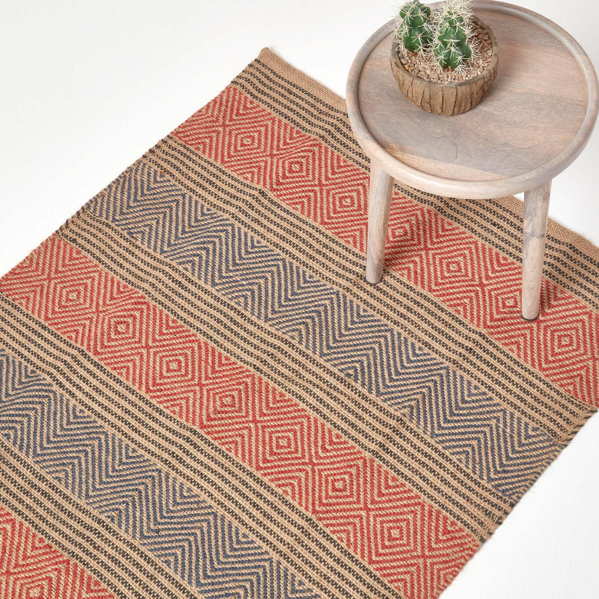 JUTETEPPICH Streifen-Muster 90/150 cm - Multicolor, Naturmaterialien (90/150cm) - Homescapes