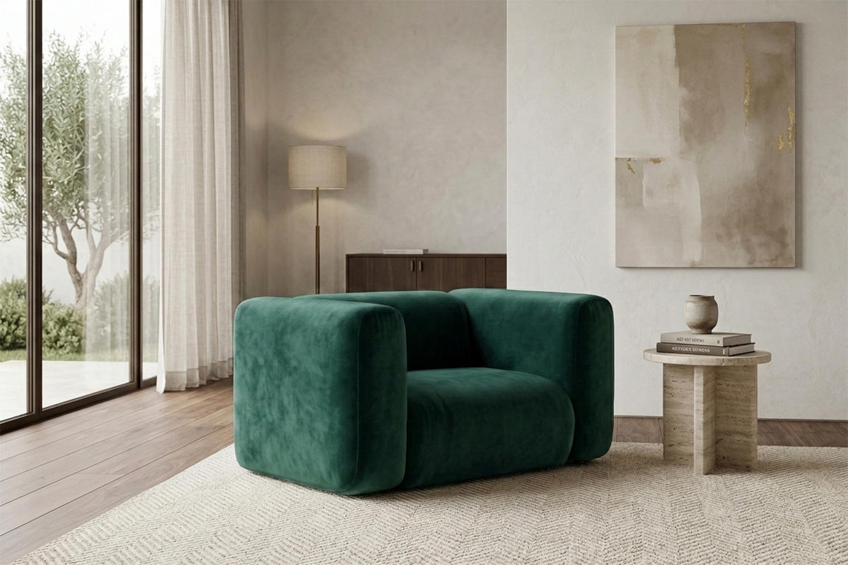 WOHNZIMMERSESSEL Aus Velvet-Stoff Bluvel, Grün, GRETA - Grün, Holz (137/70/89cm) - Kaiser Möbel