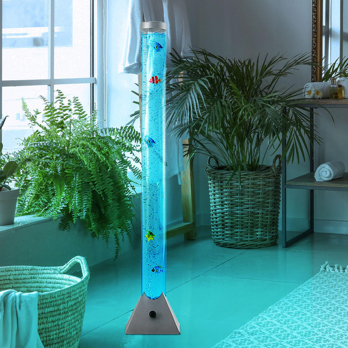 LED STEHLEUCHTE MOTION Silber Metall - Silberfarben, Kunststoff (10/10/130cm) - Globo Lighting