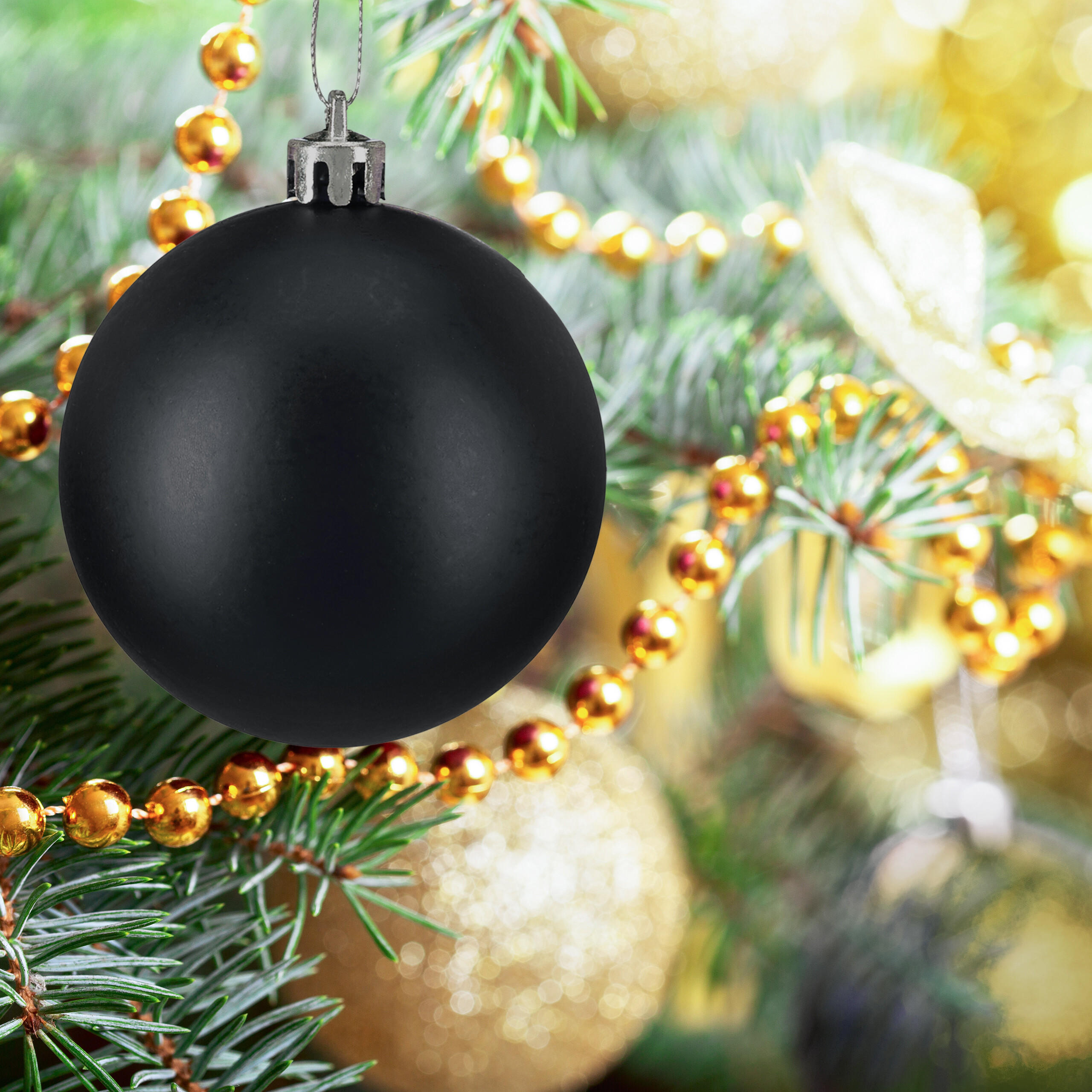 100XWEIHNACHTSKUGELN - Schwarz, Kunststoff (6/7/6cm) - Relaxdays